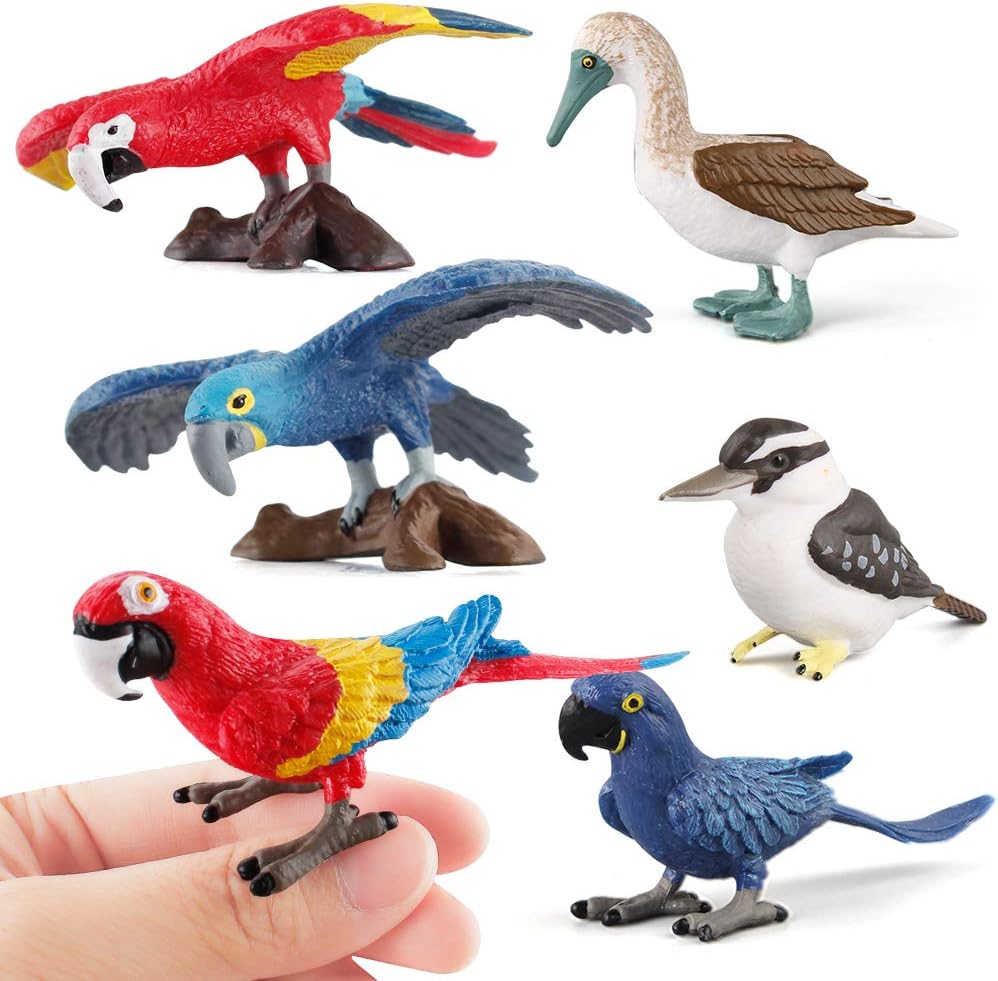 Fantarea Simulation Bird Animal Action Models Figures Figurines Set Toys Flying Parrot Desktop Decoration Cake Toppers Crafts Gift Playset Toys for Kid Boys Girls Toddlers 5 6 7 8 Years Old(6 pcs)