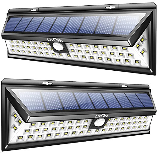 Litom 54 LED Solar Lights Outdoor Solar Power Light with Motion Sensor for Driveway Garden 2 Pack
