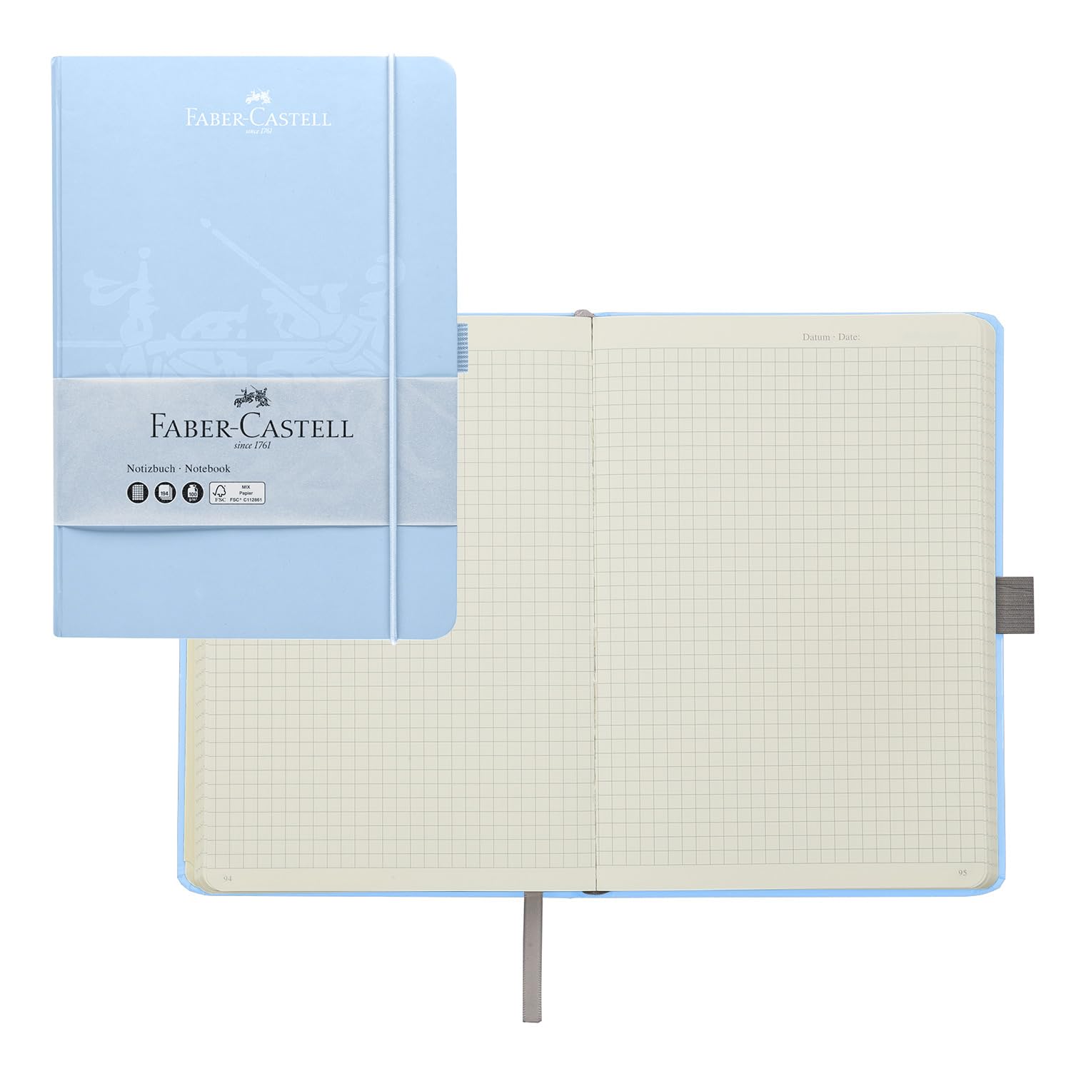 Faber-Castell 44358 Notebook Sky Blue, 145 x 210 mm, 100 g/m², 194 Pages FSC Mix Paper