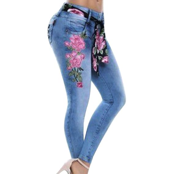 high waisted embroidered skinny jeans
