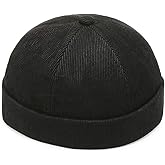 Corduroy Brimless Hat for Men Women Sailor Docker Cap Cuff Harbour Beanie Hat