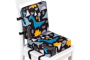 WZLVO 2PCS Booster Seat for Dining Table, Chair Increasing Cushion for Toddler Baby Kids, Portable Dismountable Adjustable Highchair Booster - Dinosaur Black