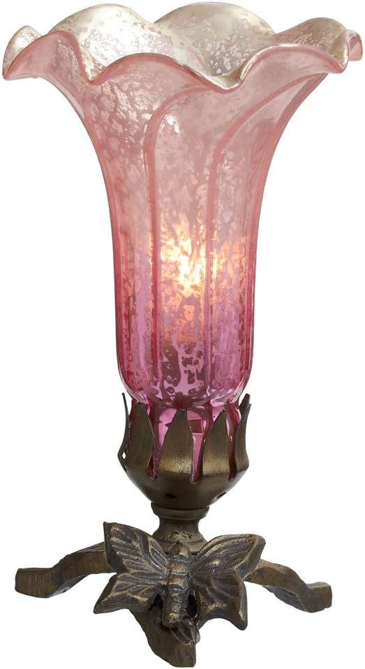 Hand Blown Mercury Glass Lamp 8 Inch Decorative Lily