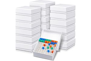 Teenyyou 18 Pcs 81 Wells Cardboard Freezer Box with Lid Lab Microtube Storage Box Water and Ice Resistant Coating 2 Inch Height for 1.5-2.0 ml Micro Centrifuge Tubes Vials Refrigerator, White