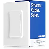 ELEGRP Smart Dimmer Light Switch DTR10, Single Pole Setup, 2.4 GHz Wi-Fi Touch Dimmer Compatible with Alexa/Google Assistant, Needs Neutral Wire, No Hub Required, UL Listed, Matte White, 1 Pack