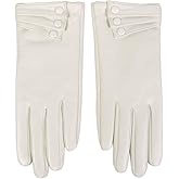 Nappaglo Nappa Leather Gloves Warm Lining Winter Button Decoration Lambskin for Women