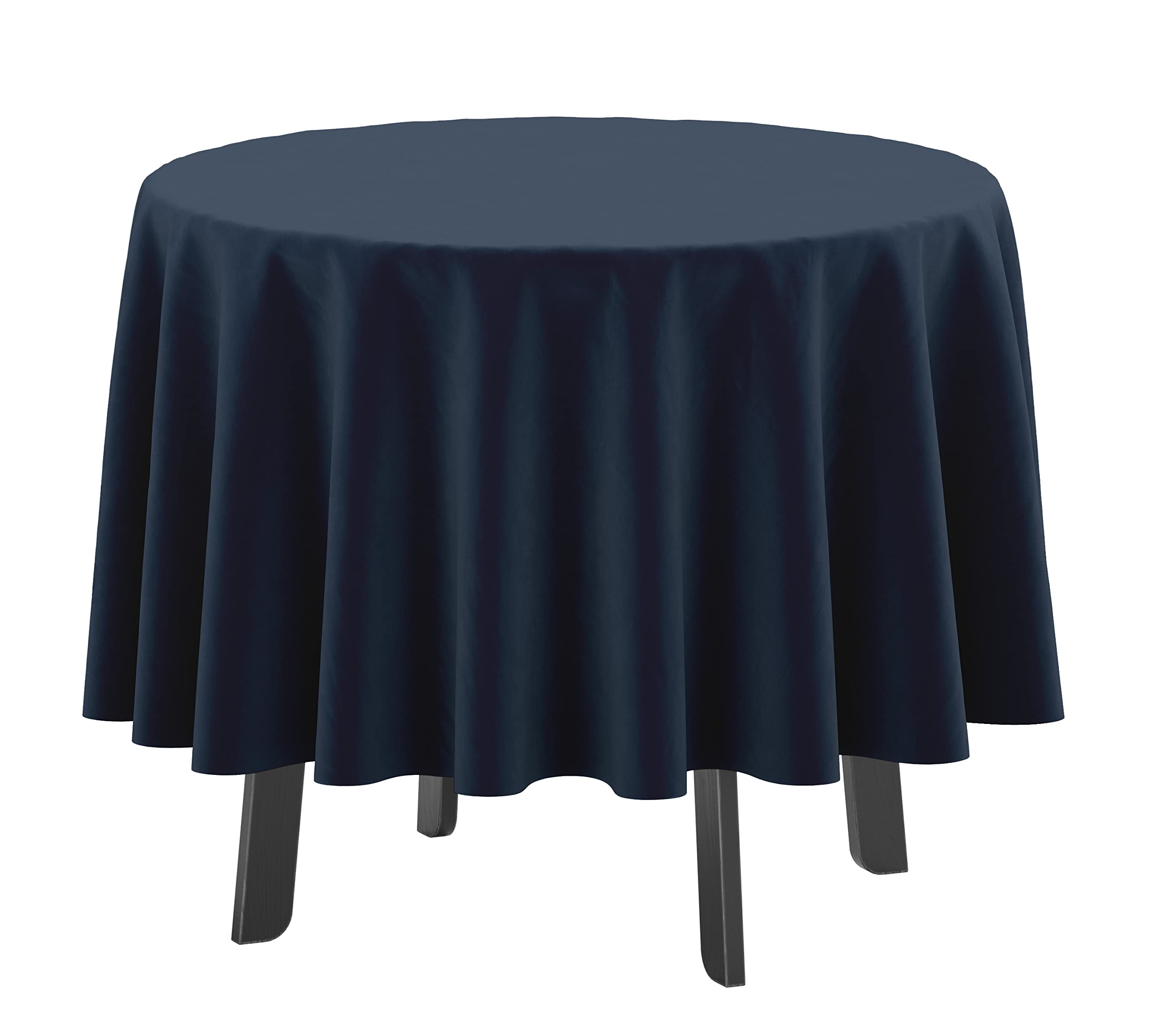 Vargottam Indoor/Outdoor Round Tablecloth 58 Inch Round Tablecloth Waterproof Patio Table Cloths- Spring/Summer Table Covers for Backyard Circular Table/BBQs/Picnic - Dark Navy Blue