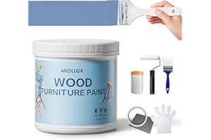 Mollor Matte Finish Wood Paint for Furniture, Durable Cabinet Countertop Paint Easy Application for DIY Projects, Wood, Metal, Home Decor and More(16OZ, Coastal Blue with Tools)
