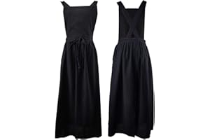 losofar Pleated Cotton Long Apron X Back Kitchen Garden Florist Work Clothes Bib Dress