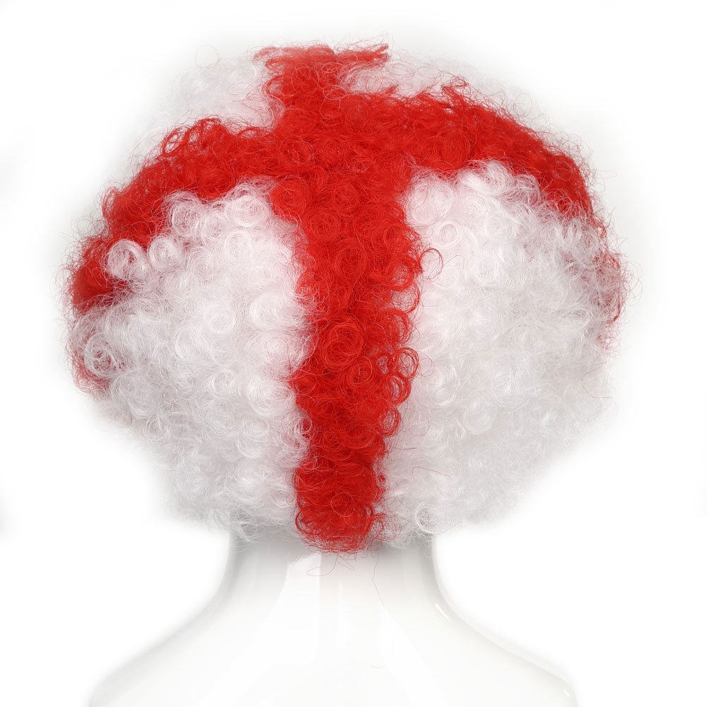 Toyland® St George's Cross Curly England Wig - Fancy Dress Accessories - World Cup and Euro's - English Party Decorations