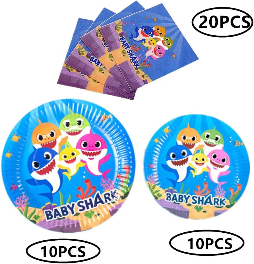 Baby Shark Themed Party Supplies Set - Baby Shark Plates and Napkins | Magical Baby Shark Birthday Party Decorations for Girls and Baby Shower