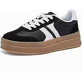 Lxuan Women's Gum Sole Fashion Sneakers-Thick Platform Sole,Anti-Slip Rubber,Lace-Up Comfort Walking Shoes