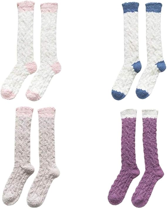Amazon ユリカー 靴下 レディース ソックス 厚い 4足セット モコモコ 保温 就寝ソックス 冬 床ソックス 部屋用 人気靴下 睡眠 冷え取り 室内 防寒 A F ソックス 通販