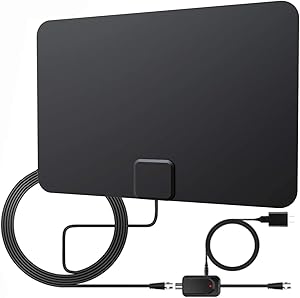 Indoor TV Antenna-2021 Newest Indoor Digital TV Antenna with Amplifier-250 Miles Range Reception Supports 4K 1080p and All Older TVs-18ft Coax HDTV Cable/AC Adapter