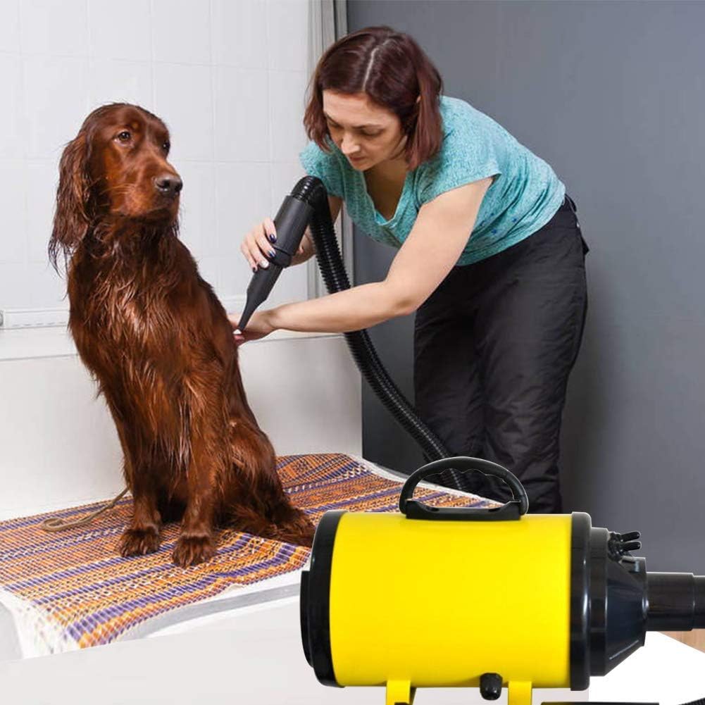 SLADE Dog Dryer Blow Grooming Hair Dryer for Large Dogs Pet Professional High Velocity Blower Hot and Cold 30-70℃ Adjustable for Medium Large Big Dog 3200W/4.2HP (Yellow-2 Speed adjustments)