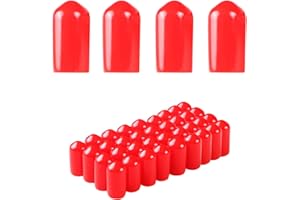 Aopin Rubber Round End Cap Cover 0.55 Inch (14mm) Screw Thread Protectors PVC Flexible Tubing Pipe Protective Bolt Screw Thread Protector Safety Cover | for Pipe Post Tubing Rod Cover 50 Pcs (Red)