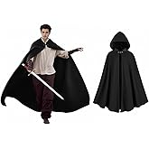 rumnigh Renaissance Hooded Cloak Medieval Velvet Cape with Hood Men Women Vintage Capelet Halloween Sorcerer Costume