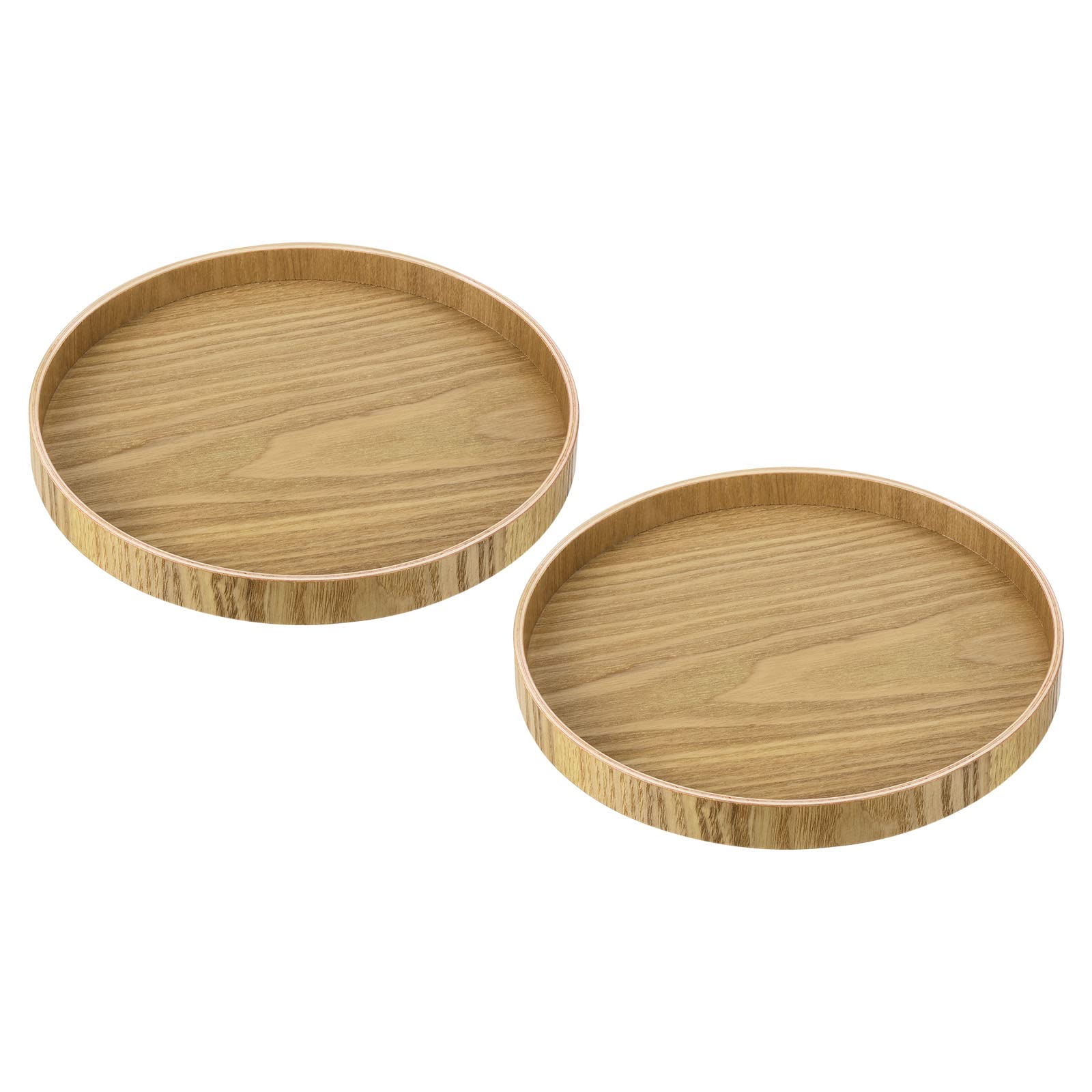 PATIKIL Wood Serving Tray 8 Inch, 2 Pack Round Decorative Platter for Home Decor Kitchen Table Candle Holder