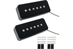 Phrilam Pro P90-BLA High output Alnico 5 P90 Soapbar Single Coil Pickup for LP SG Electric Guitar Neck Bridge Pickups Set, Black