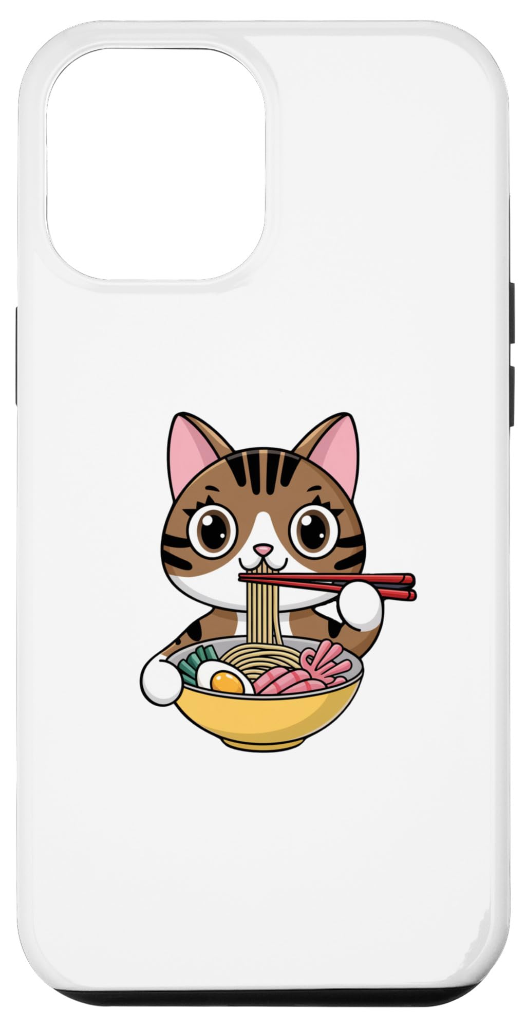 iPhone 15 Plus Funny Cat Eating Ramen Vintage Japanese Joke Women Men Case