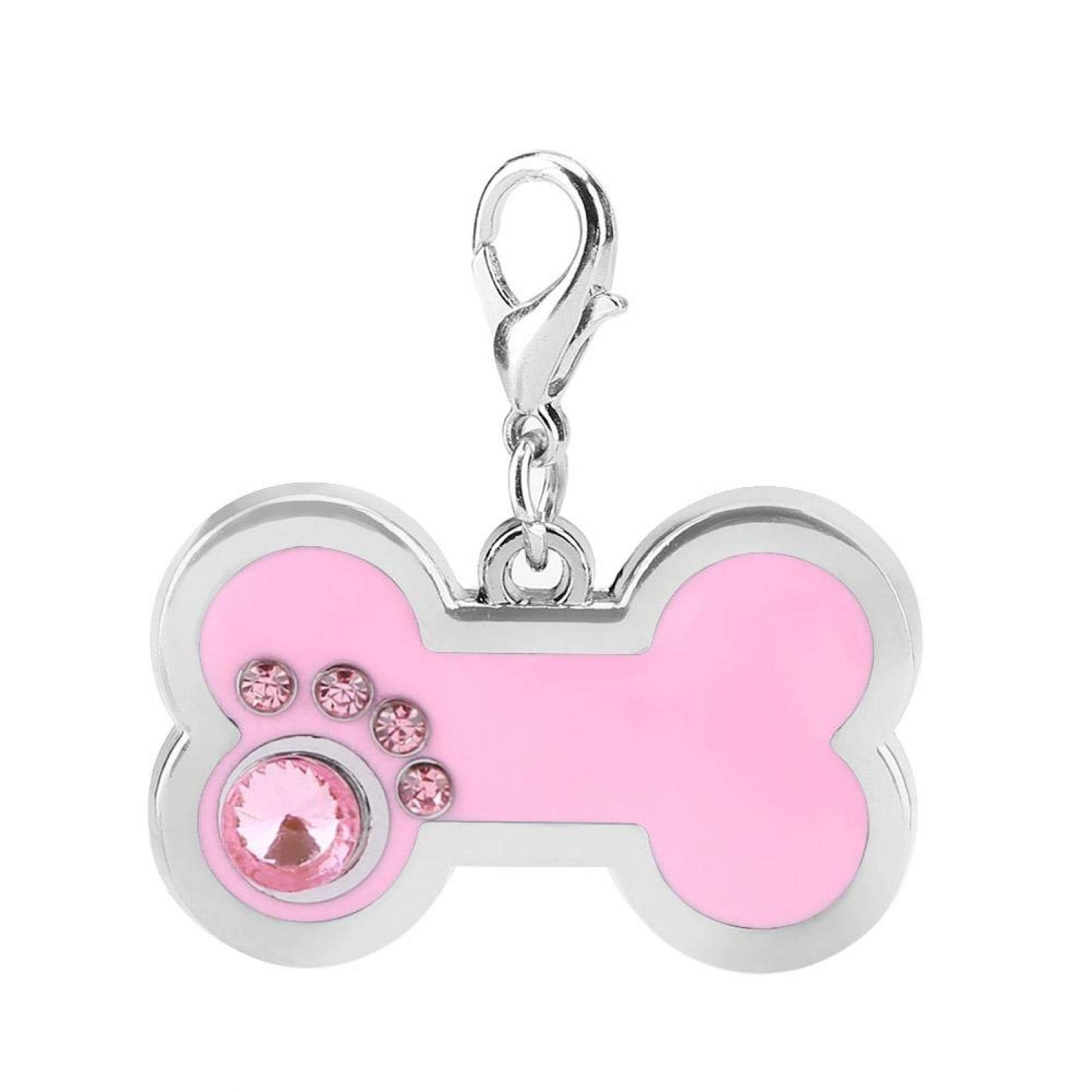 SALUTUYA Pet ID Tag, Cute Bone Shape, Dog Name Necklace Also A Nice Accessory as A Keychain,(Pink)