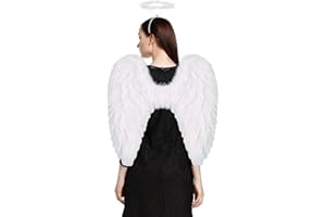 Loieryk Angel Wings and Halo for Adult Feather Angel Wings Costume for Women Halloween Cosplay