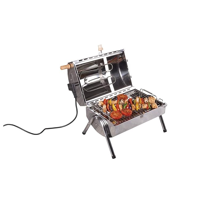 Muurikka Nokkela Elektrogrill mit traditionellem Schneidewagen, silberfarben, 45,5 x 30 x 37,5 cm