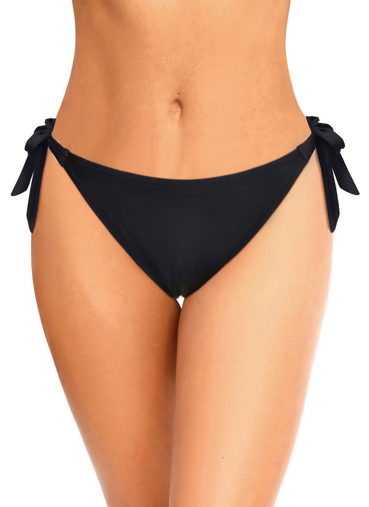 Photo 1 of Tempt Me Women Side Tie Bikini Bottoms - Black String Swim Bottoms Low Rise Bathing Suit Bottoms Cheeky Coverage Swimwear 2025 M