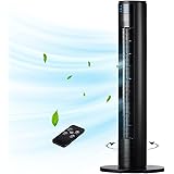 Uthfy Tower Fan with Remote Control, Oscillating Bladeless Fan, 35 Inches, Quiet with 3 Speeds, 3 Modes,7H Timer, Standing Fl
