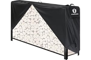 TitanCovers 8ft Firewood Rack Cover, 600D Heavy Duty Oxford Log Rack Cover, Waterproof Windproof Sun-Proof Outdoor Wood Rack Covers (Rack Not Included)