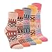 Yannk Women's 5 Pair Pack Vintage Style Cotton Crew Socks (SK32-1-A)