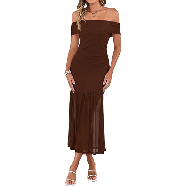 Amazon.com: Luckinbaby Women Strapless Drop Waist Maxi Dress Y2k Long  Floral Tube Dress Flowy A Line Off Shoulder Cocktail Dresses(Casual  Brown,S) : Clothing, Shoes & Jewelry