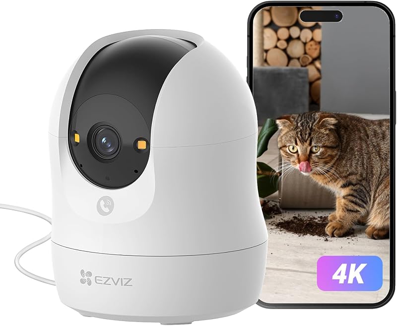 4K Cámara Vigilancia WiFi Interior 360°, Cámara IP Deteccion de Personas/Mascotas/Ruido, Seguimiento con Zoom Automático, Visión Nocturna en Color, Audio Bidireccional, Wi-Fi 2.4/5GHz, C6N G1