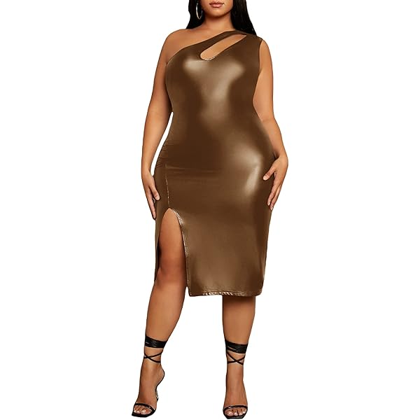 Amazon.com: WDIRARA Women's Plus Size Spaghetti Strap Pu Leather Flared Hem  A Line Cami Dress Black 1XL : Clothing, Shoes & Jewelry