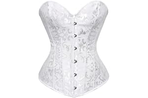 Kranchungel Corsets for Women Bustier Sexy Brocade Lace up Overbust Corset Waist Cincher Shapewear Top