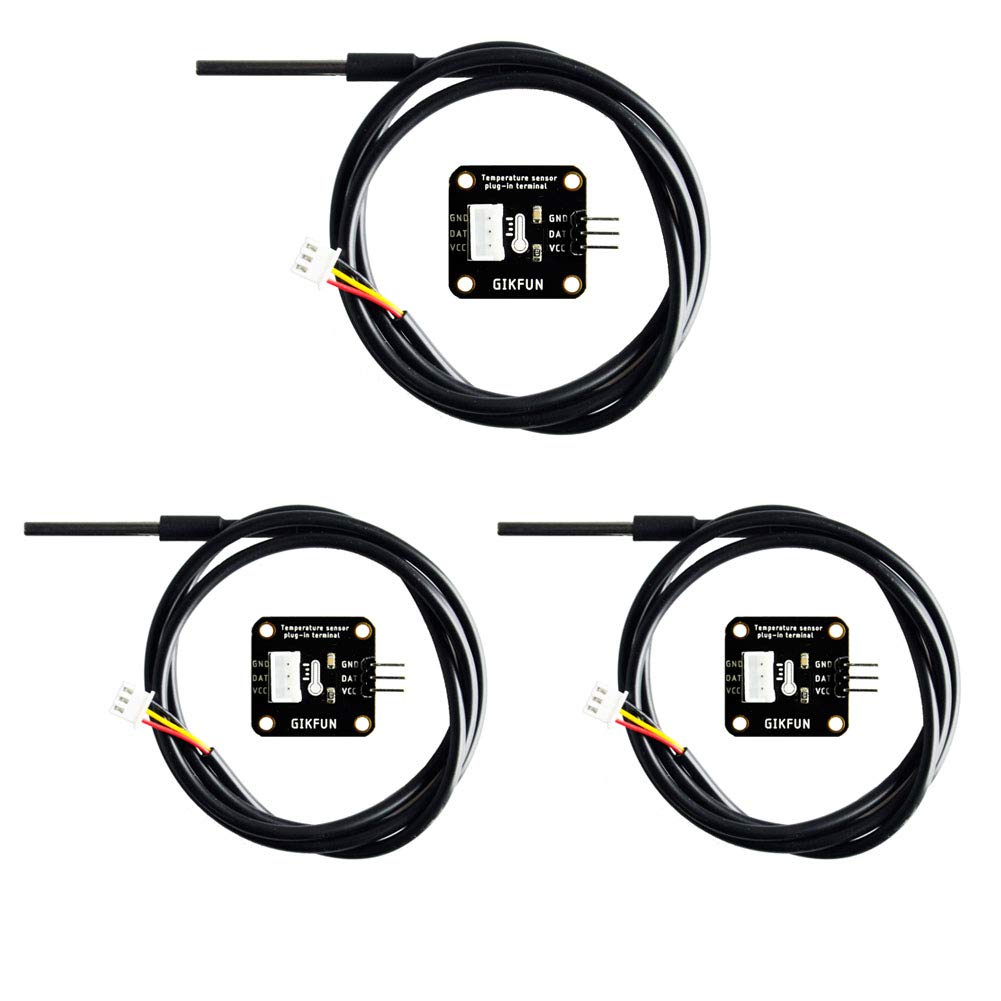 Gikfun DS18B20 Waterproof Digital Temperature Sensor with Adapter Module for Arduino Diy(Pack of 3 Sets) EK1183U