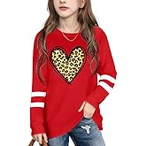 Ithalt Kids Valentine Shirt Girls Valentines Shirts Cute Heart Graphic Long Sleeve Tee Tops 4-14y