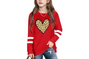 Ithalt Kids Valentine Shirt Girls Valentines Day Shirts Cute Heart Grpahic Long Sleeve Tee Tops 4-12y