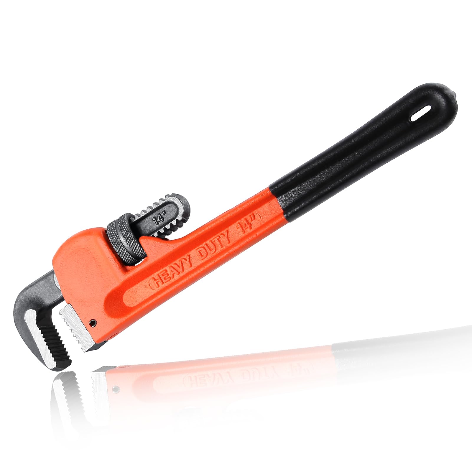 LEONTOOL 14-Inch Heavy Duty Adjustable Straight Pipe Wrenches, 2 Inch Jaw Capacity, Orange, Large, Pipe Wrench