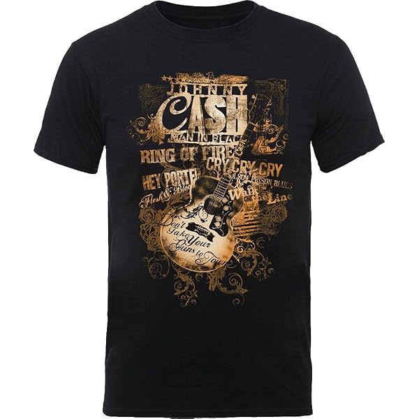 Johnny Cash Unisex T-Shirt | Outlaw Photograph Black Crew Neck Tee