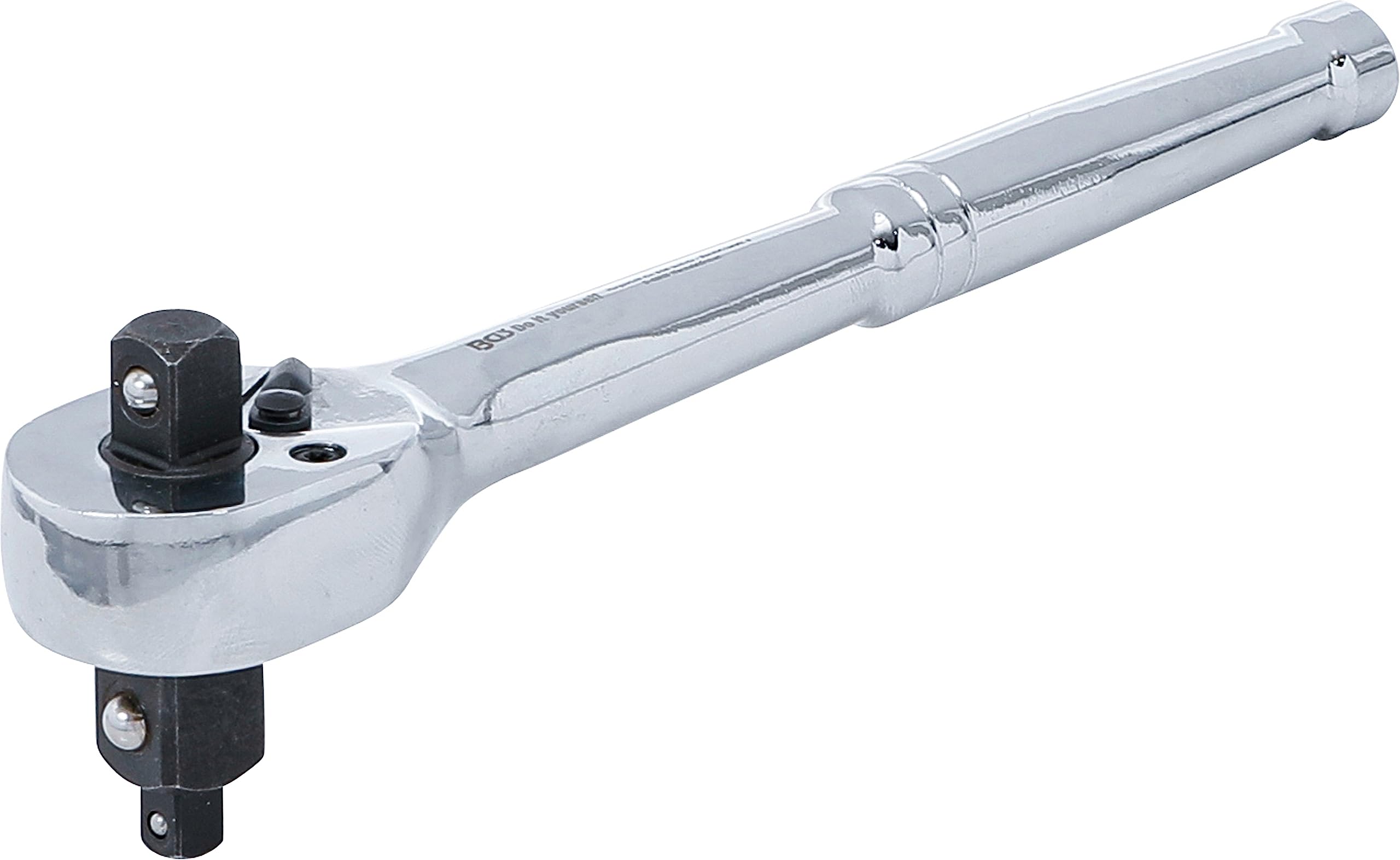 BGS Diy 71015 | Reversible Ratchet | Solid Steel | Fine Tooth | 3-in-1 | 6.3 mm (1/4") / 10 mm (3/8") / 12.5 mm (1/2")