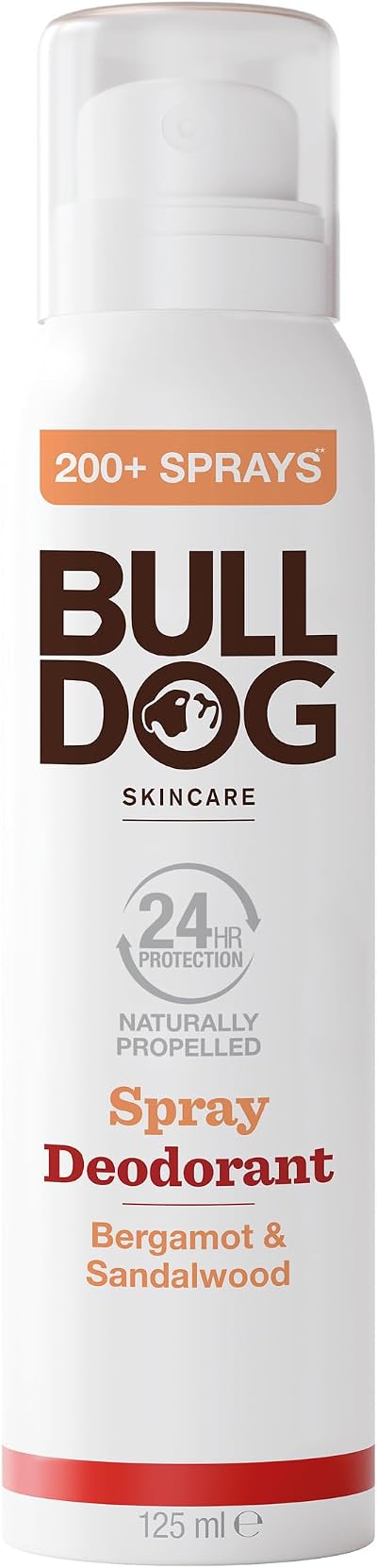 Bulldog Bergamot Sandalwood Spray Deodorant 24Hr Protection 125ml Vegan