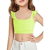 Haloumoning Girls Training Bra Kids Cute Ruffle Sports Bra Workout Yoga Bra Comfort Dance Crop Top