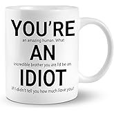 PUHEI Funny Brother Gift Ceramic Mug - Christmas From Sister, Father's Day, Big Best Brother Coffee Tea Cup 11oz, Double Side Printed