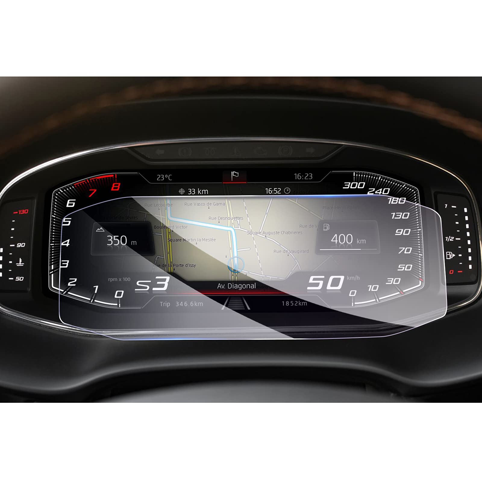 GAFAT 2020–2024 2025 Seat Ateca Leon MK4/Cuprα Formentor/Seat Arona Ibiza Tarraco Digital Cockpit Protective Film, Tempered Glass Screen Protector for Seat 10.25" Digital Cockpit, 9H Anti-Scratch