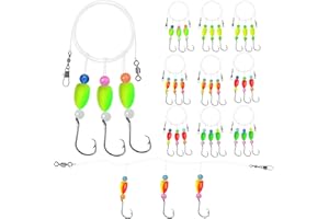 CWSDXM Pompano Rigs for Surf Fishing, 5/10 PCS Pre-Tied Saltwater Fishing Rigs with Triple 3/0 Circle Hooks, Pompano Floats S