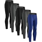 Celfaeree 5-6 Packs Boys Compression Leggings, Youth Compression Pants Tights, Boys Leggings Base Layer for Sports