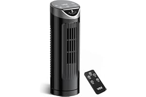 VCK Tower Fan for Bedroom, 26 dB Quiet Bladeless Fan with Remote, LED Display, 9 Speeds, 1-8H Timer, Personal Desk Fan 90° Oscillating Fans for Indoors, 13 Inch Portable Table Fan for Room, Home, Office
