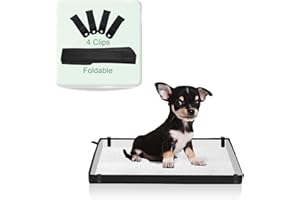 HQ4US 4LEGS Small Portable Dog Pee Pad Holder for Travel, Foldable Liner Base 23''x15'' With Fixing Clips, Waterproof Litter Box, Easy Clean Indoor Potty for Puppy Training
