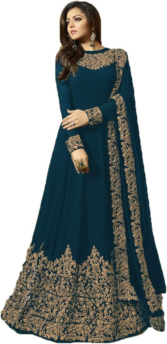 Women's Georgette with Cording Work Full Stitched Full Stitched Anarkali Style Suit and Dupatta